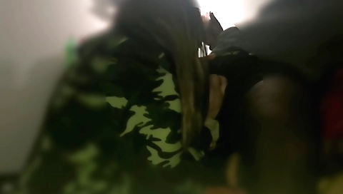 Stunning brunette with a round ass taking red bone