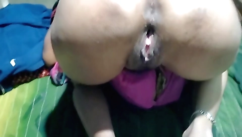 Amateur brunette 18+ with a natural body gets creampie