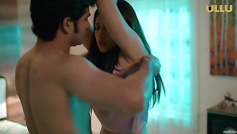 Brunette and her boyfriend are having fun together on the internet