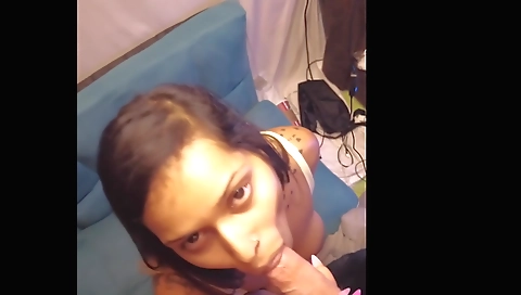 Indian brunette enjoys licking her pussy and a dick