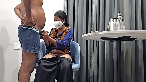 Blonde amateur brunette is on the knees with her mouth