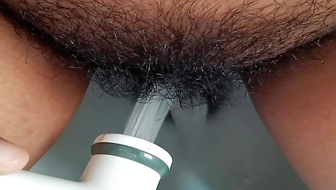 Pissing In Bathroom And Hardly Squirting Orgasm Then Moaning