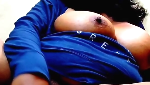 Horny amateur brunette with a big ass fucks with a dildo