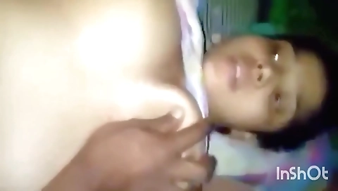 Indian teen girl in leather shorts gives blowjob to boyfriend