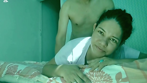 Indian amateur brunette 18+ gets fucked on the pleasure mat