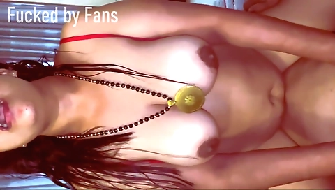 Busty brunette with a big booty gets fucked hard by a dude