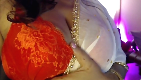 Slutty amateur brunette with round tits has her pussy rubbed