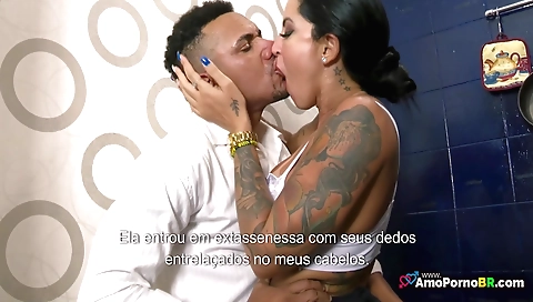 Indian tattooed bitch wearing a tattoo on her neck