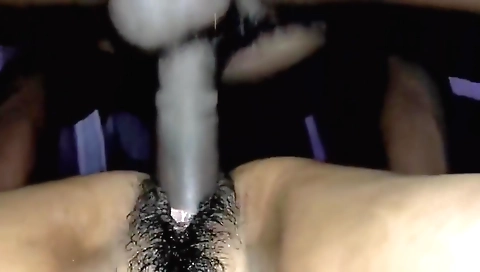 Amateur hairy babe with a hairy butt is fucking her man