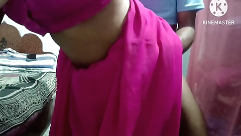 Indian couples in a hot threesome filming in the village