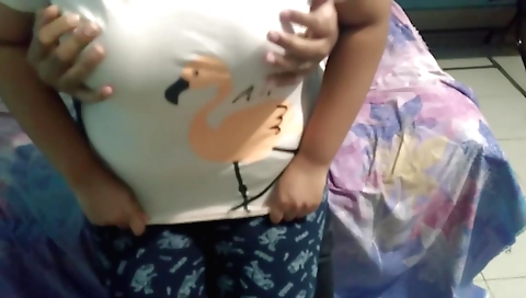 Indian brunette with big tits is sharing the bed with her stepbro