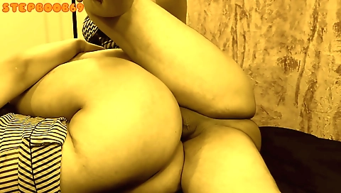 Big booty brunette makes you cum all over her pussy