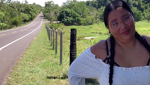 Big ass brunette girl gets her big ass fucked outdoors