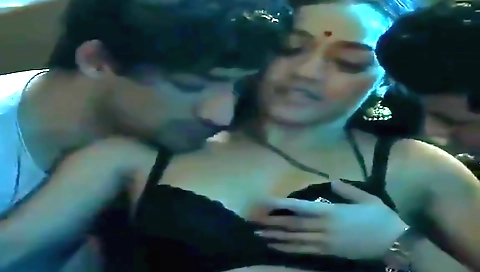 Indian girls with small tits and a nice ass suck and ride one another