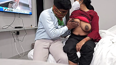 Brunette with big tits is playing with her boyfriend