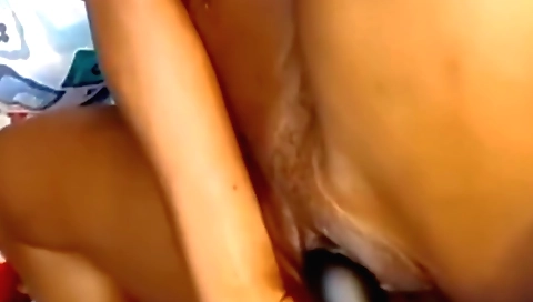 Solo indian girl with a big boobies enjoys toy play