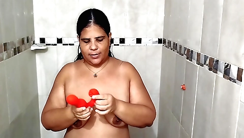 Hot indian brunette with a big ass gets fucked in the shower