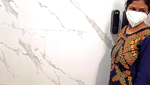 Sexy amateur brunette in her bathroom makes out and masturbates