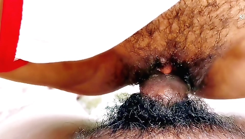 Indian hairy babe fucks her stepbrother with her hairy pussy