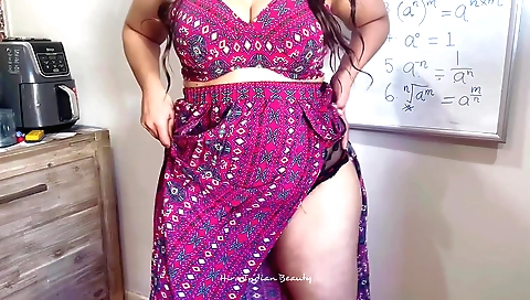 Big tits brunette girl in a sexy dance making learning the six laws